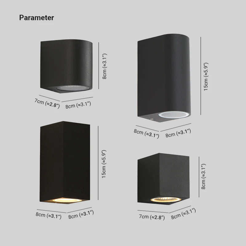 Ray Moderne LED Lampade da Esterno Metallo Nero Quadrato Minimalista