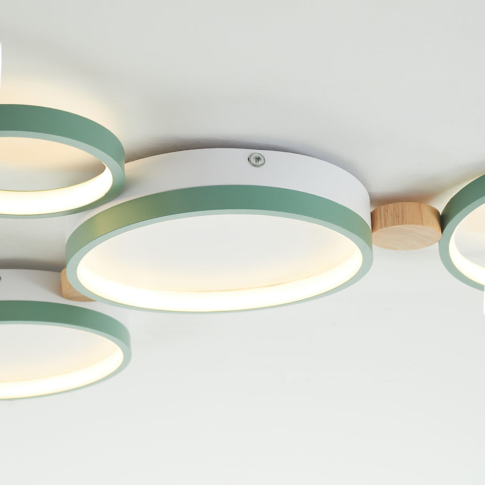 Arisha Minimalismo LED Plafoniera Bianco Rotonda Metallo Legno Soggiorno/Camera da Letto/Sala da Pranzo