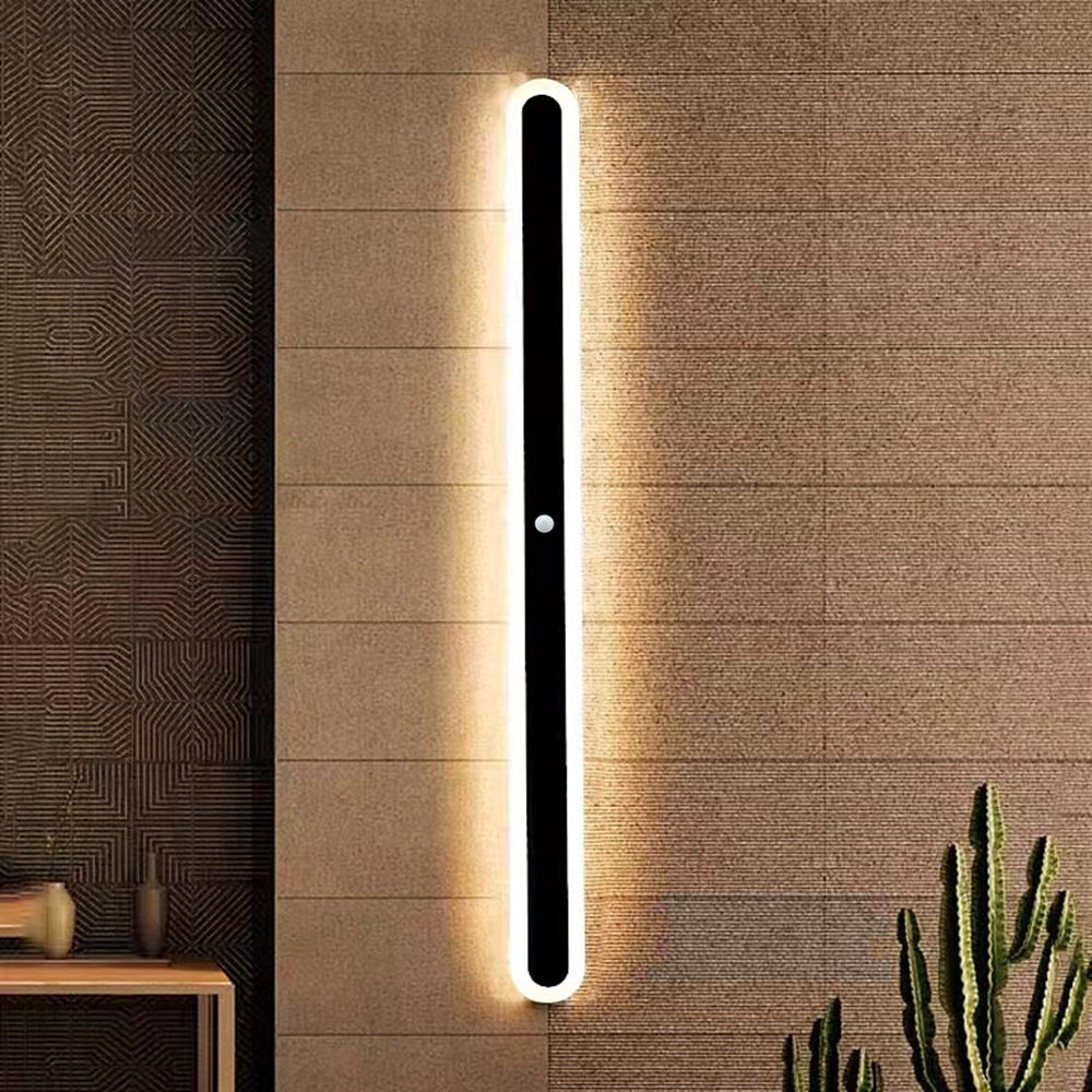 Ray Minimalista Applique da Esterni Metallo Nera Ovale Lineare