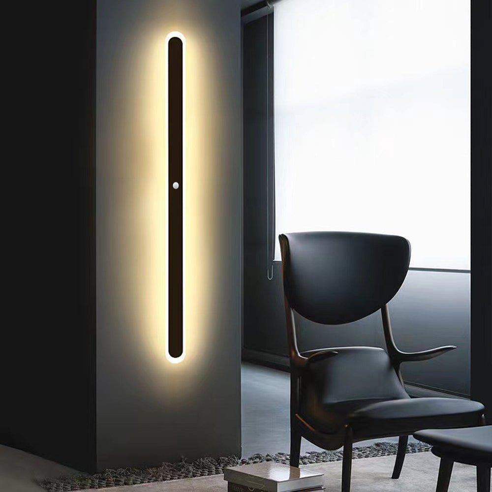 Ray Minimalista Applique da Esterni Metallo Nera Ovale Lineare