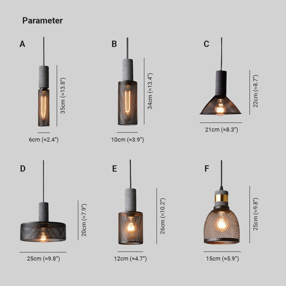 Arisha Moderni LED Wabi-Sabi Lampada a Sospensione Cilindrica Industriale Cemento/Metallo