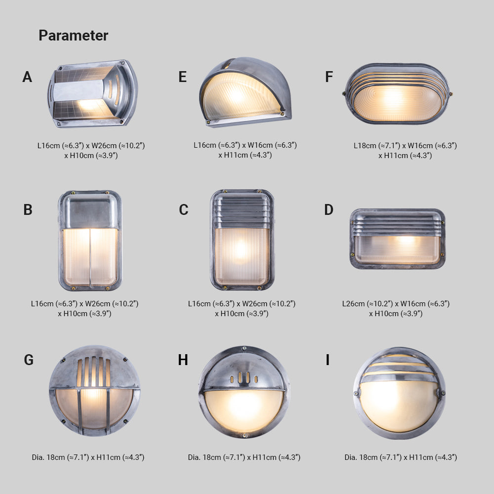 Ray Moderna PC/Vetro Applique Esterno Argento Cortile/Balcone