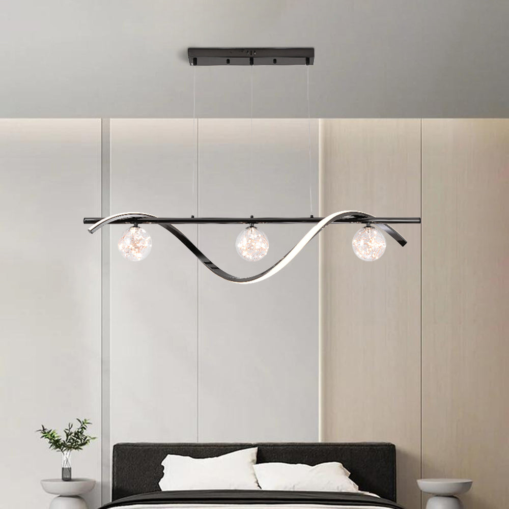 Arisha Lampada a Sospensione Metallo/Vetro Nero/Oro Cucina/Soggiorno
