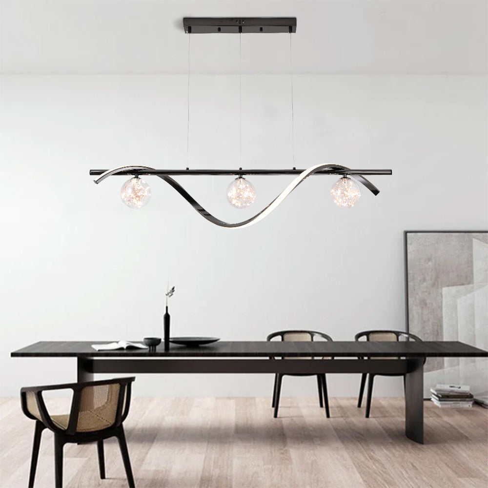 Arisha Lampada a Sospensione Metallo/Vetro Nero/Oro Cucina/Soggiorno