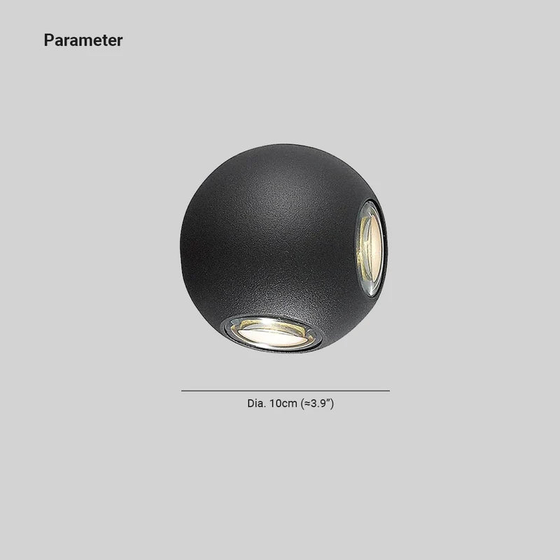 Ray Moderne LED Lampada da Esterno Globe/Cruciform Ray Alluminio Nero Giardino