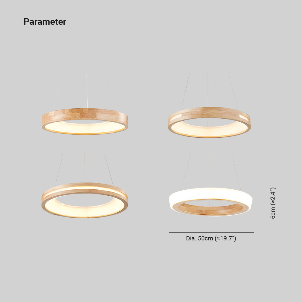 Muto Lampade a Sospensione Legno Bianco/Oro Anello Soggiorno Moderne