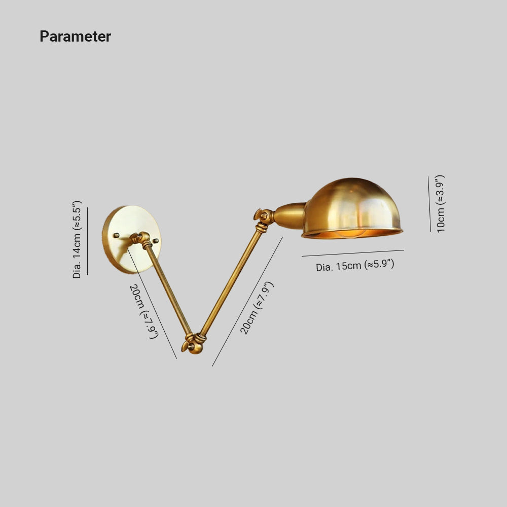 Epoch Industriale LED Applique Metallo Bronzo Mezza Sfera Pieghevole Soggiorno/Camera da Letto