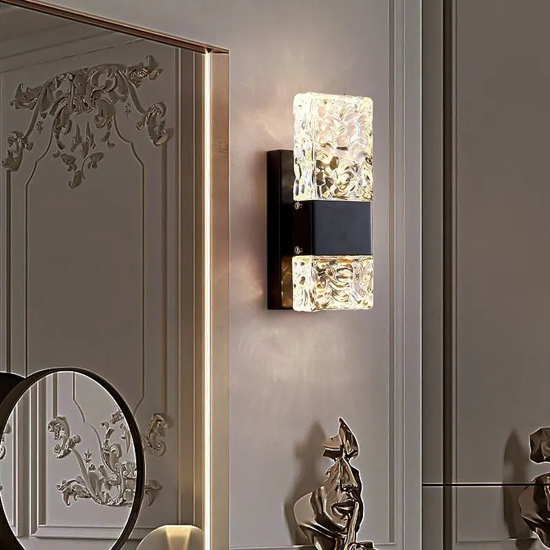 Arisha Moderna LED Trasparente Bellissimo Applique Metallo Acrilico Oro Rettangolare Soggiorno/Camera da Letto