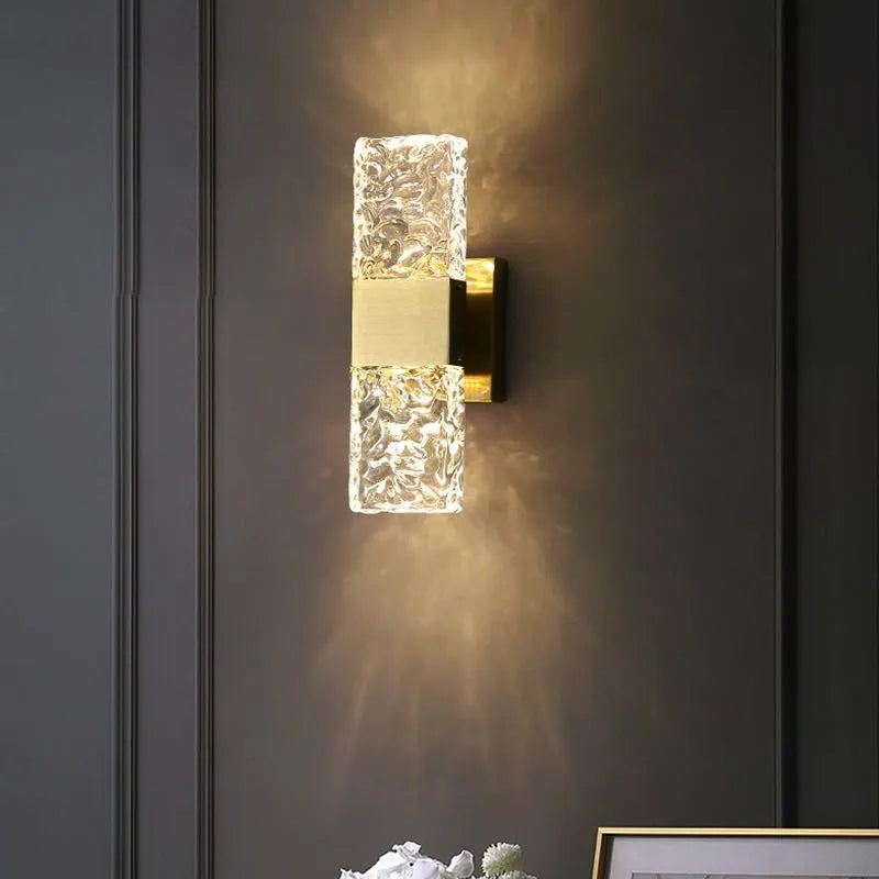 Arisha Moderna LED Trasparente Bellissimo Applique Metallo Acrilico Oro Rettangolare Soggiorno/Camera da Letto