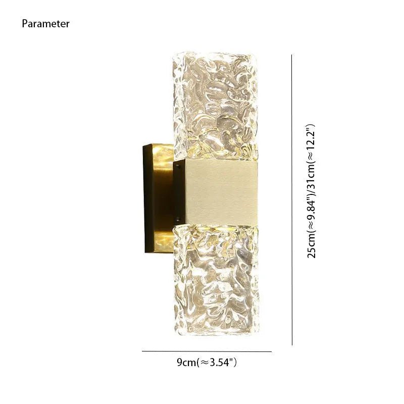 Arisha Moderna LED Trasparente Bellissimo Applique Metallo Acrilico Oro Rettangolare Soggiorno/Camera da Letto