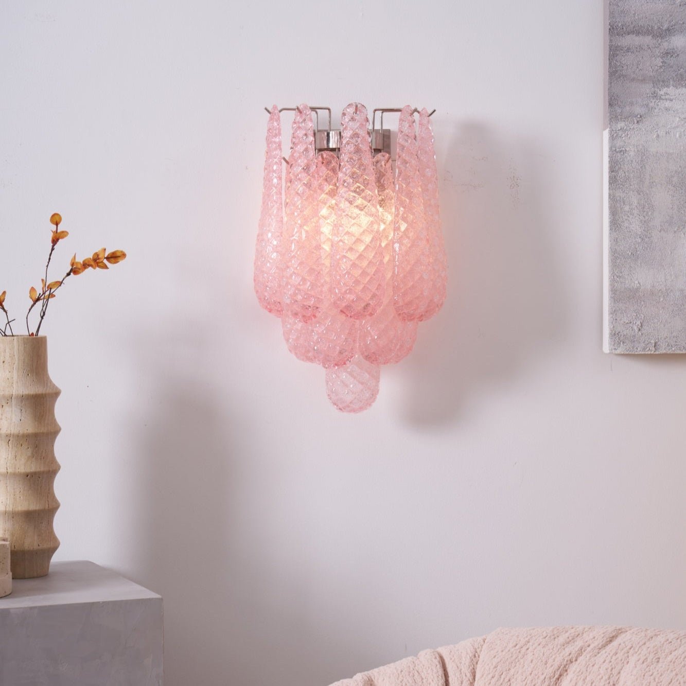 Aurora Wall Lamp Pink Teardrop Glass Floral Artistic - Neutralighting