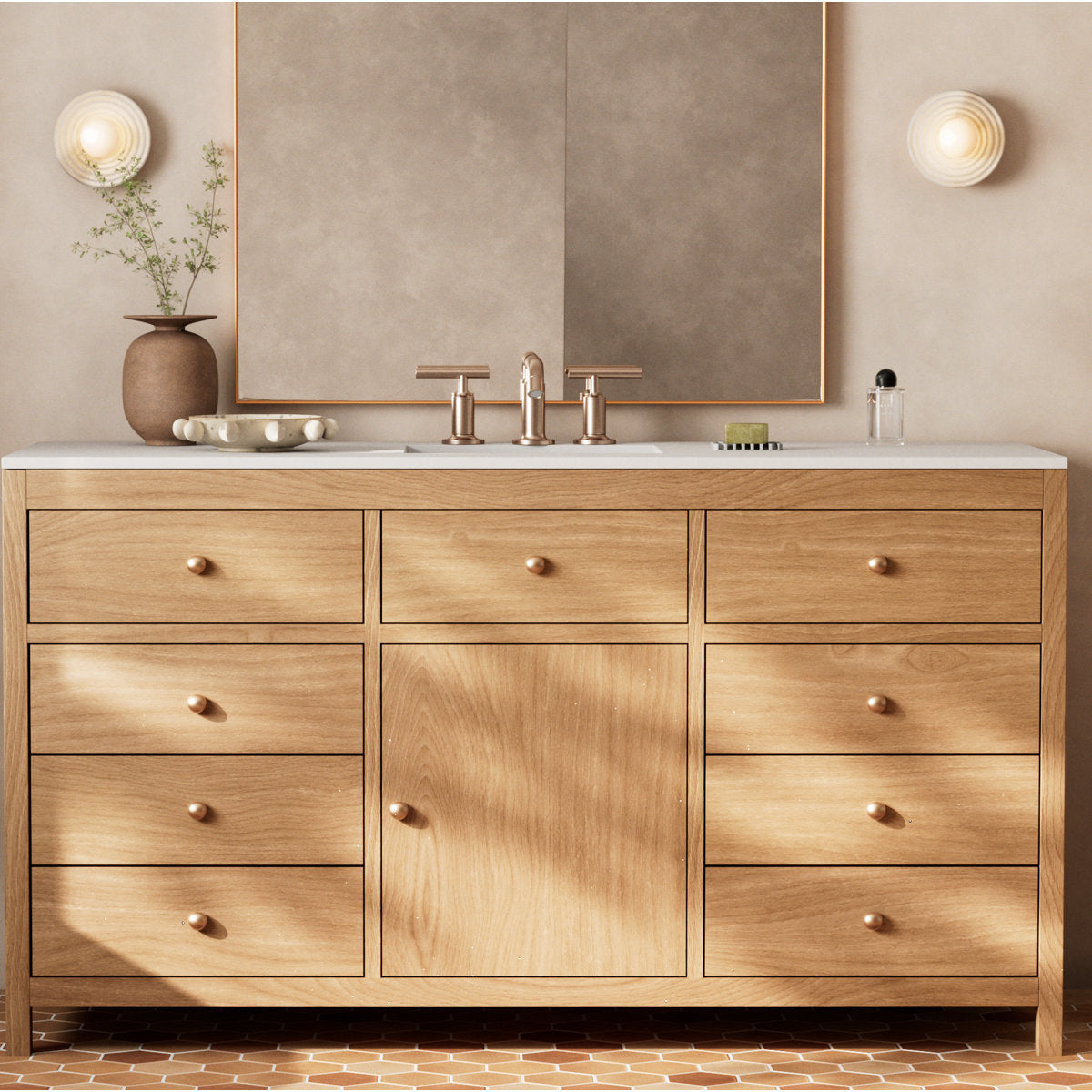 Syraean Modern Minimalist Alabaster Glass Wall Lamp - Lamp Copper