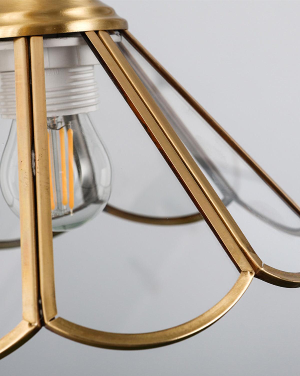 Pendant Lamp Textured Blue Glass Scalloped Brass - Letslighting