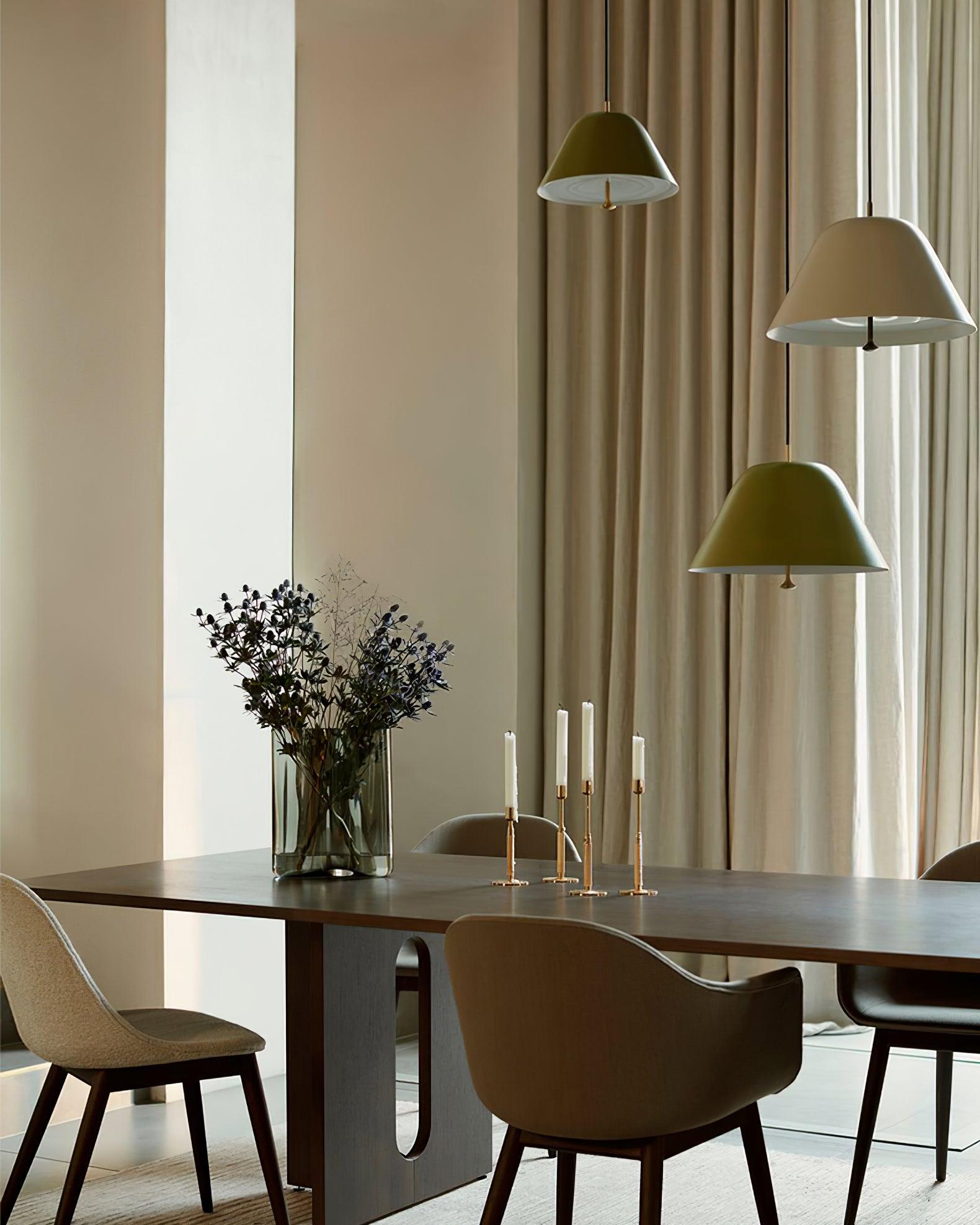Pendant Lamp Modern Metal Shade in Green and White Minimalist - Letslighting