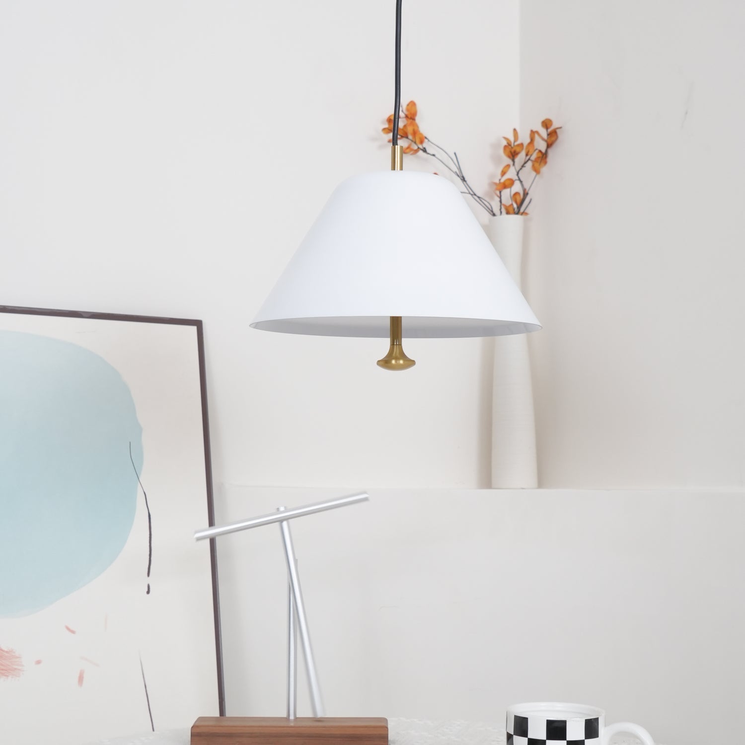 Pendant Lamp Modern Metal Shade in Green and White Minimalist - Letslighting