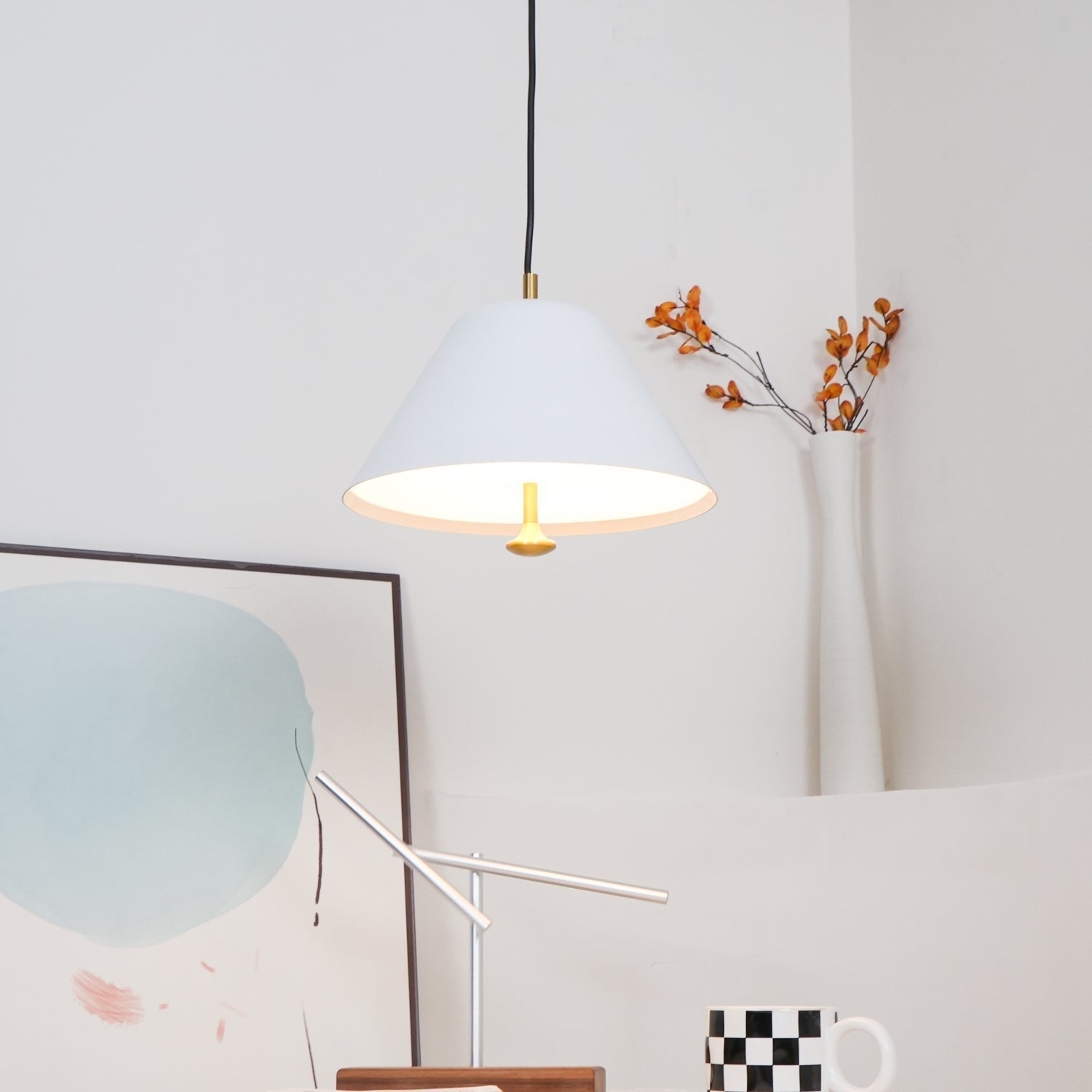 Pendant Lamp Modern Metal Shade in Green and White Minimalist - Letslighting