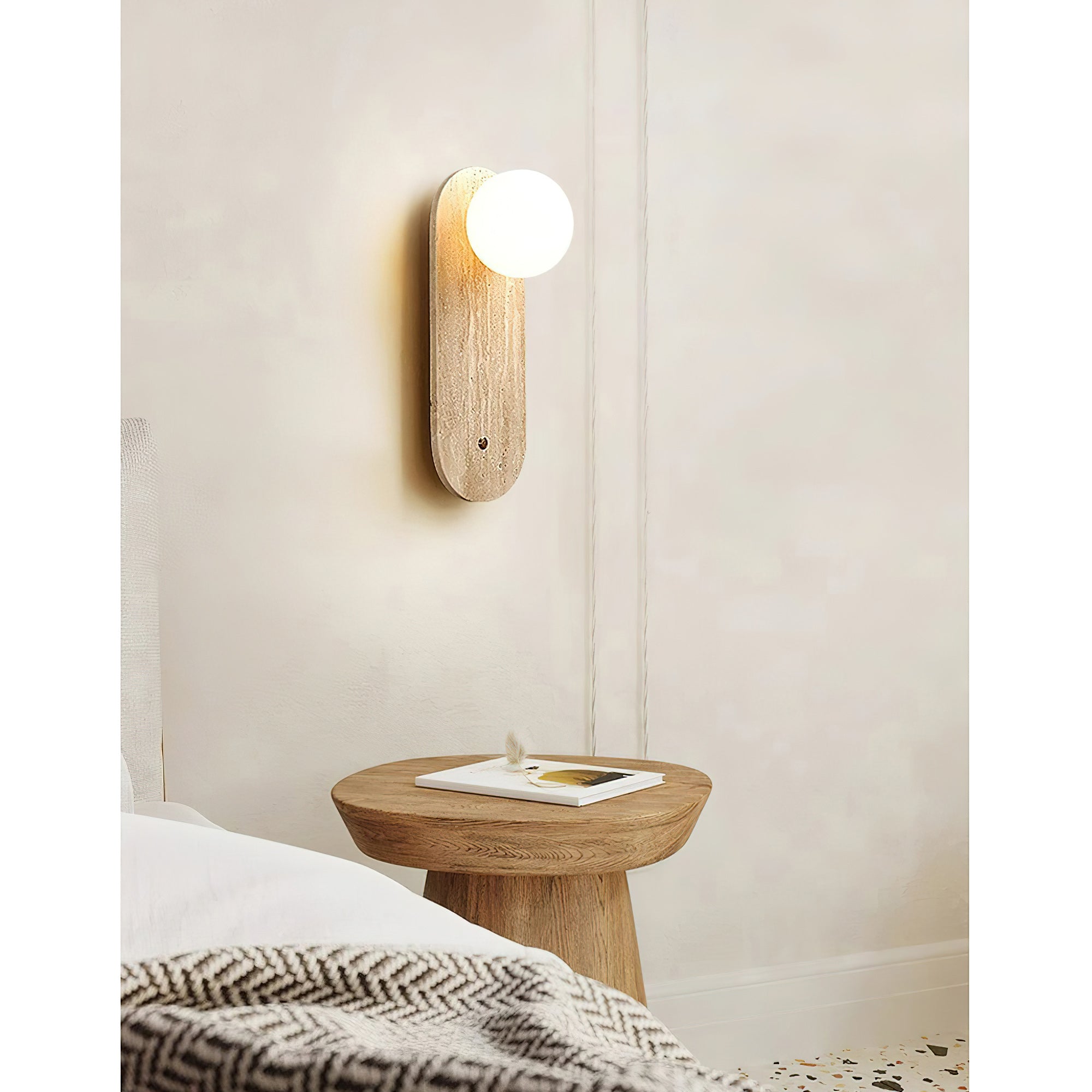 Zeshaen Modern Minimalist Travertine Glass Wall Lamp - Lamp Copper