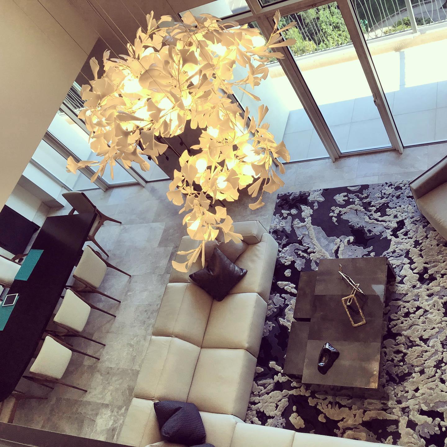 Olivia Ceramic Gingko Leaf Chandelier Organic Curves - Letslighting