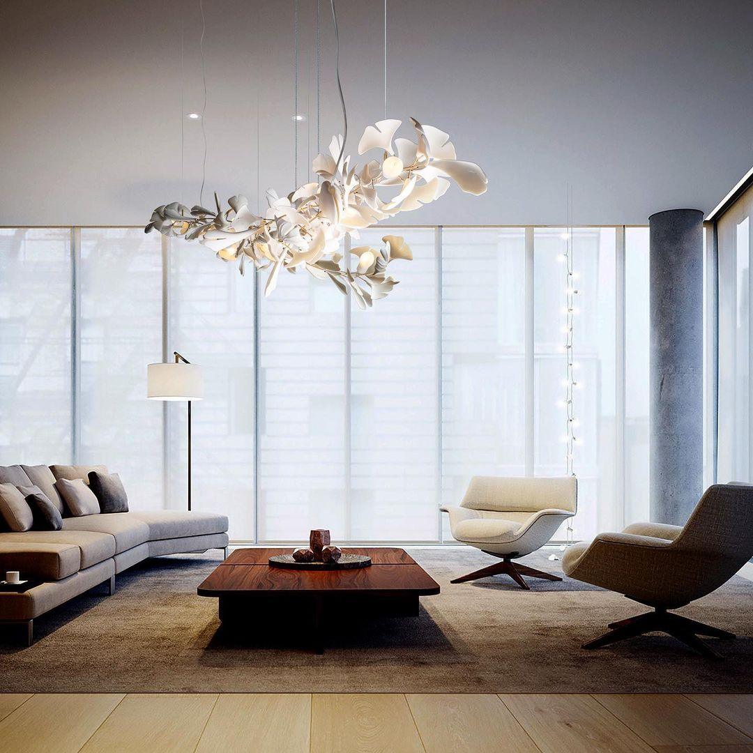 Olivia Ceramic Gingko Leaf Chandelier Organic Curves - Letslighting