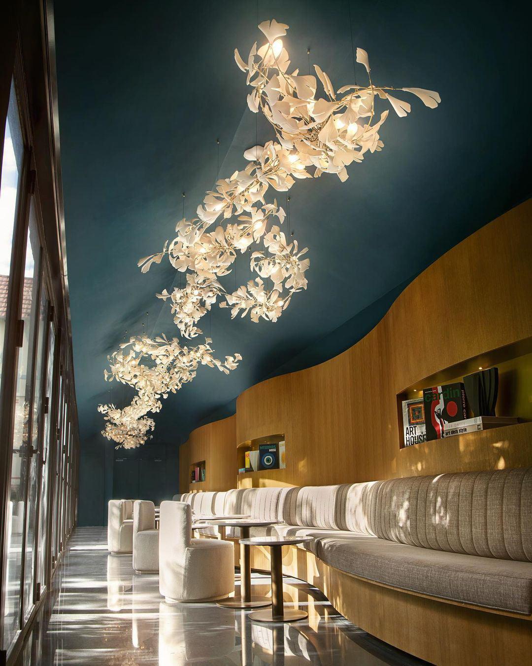 Olivia Ceramic Gingko Leaf Chandelier Organic Curves - Letslighting