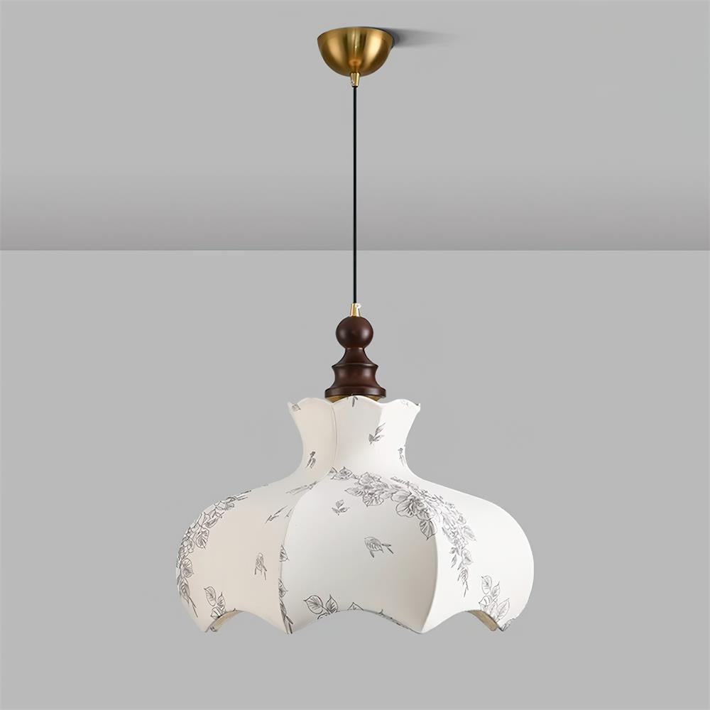 Pendant Lamp Metal and Wood Fabric Vintage Floral Elegant - Letslighting
