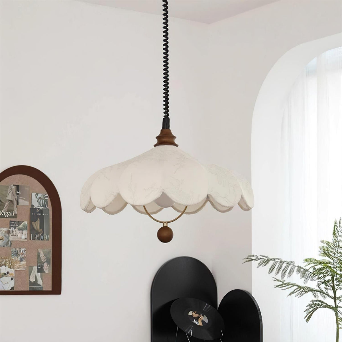 Ritta Lampada a Sospensione con Paralume Floreale Vintage