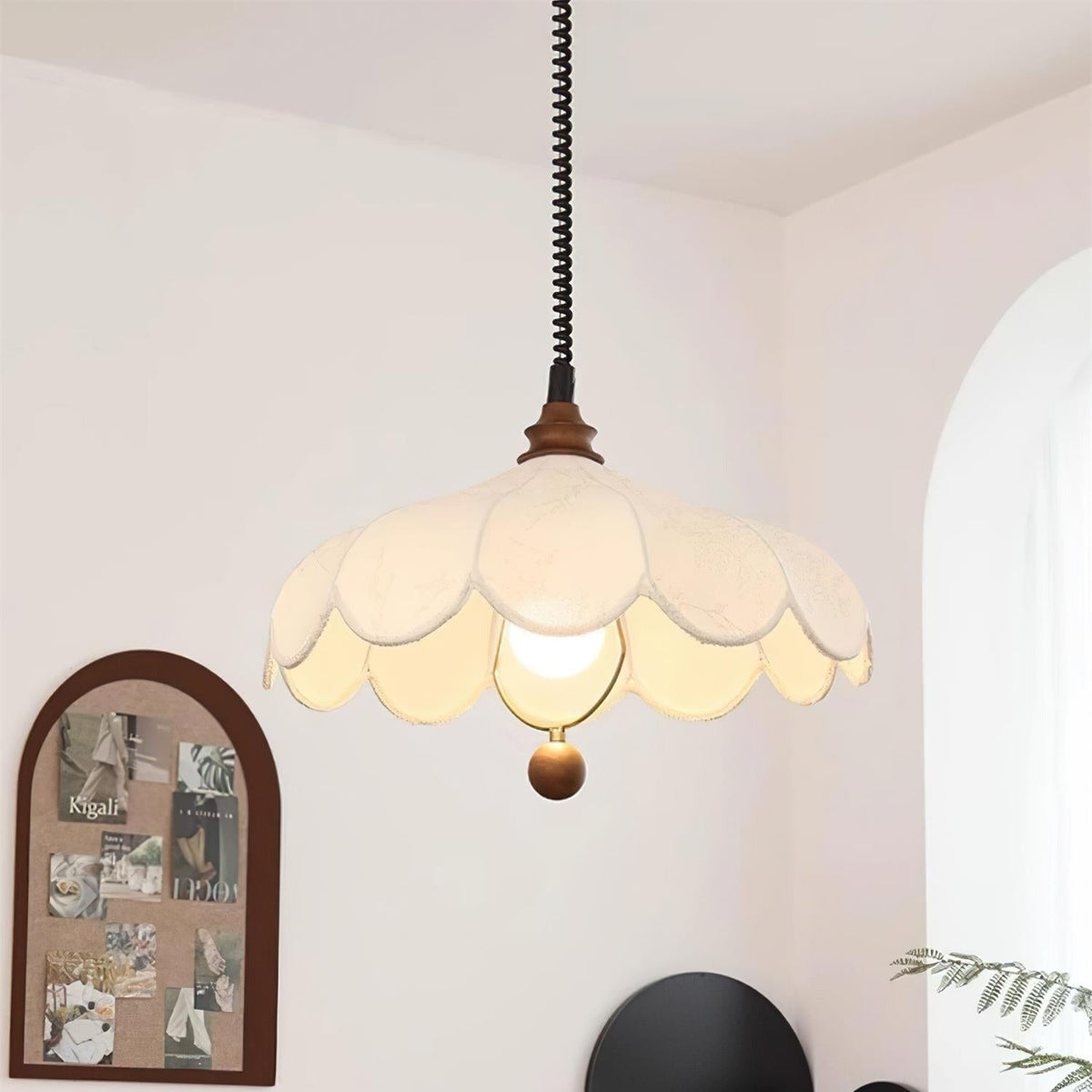 Ritta Lampada a Sospensione con Paralume Floreale Vintage