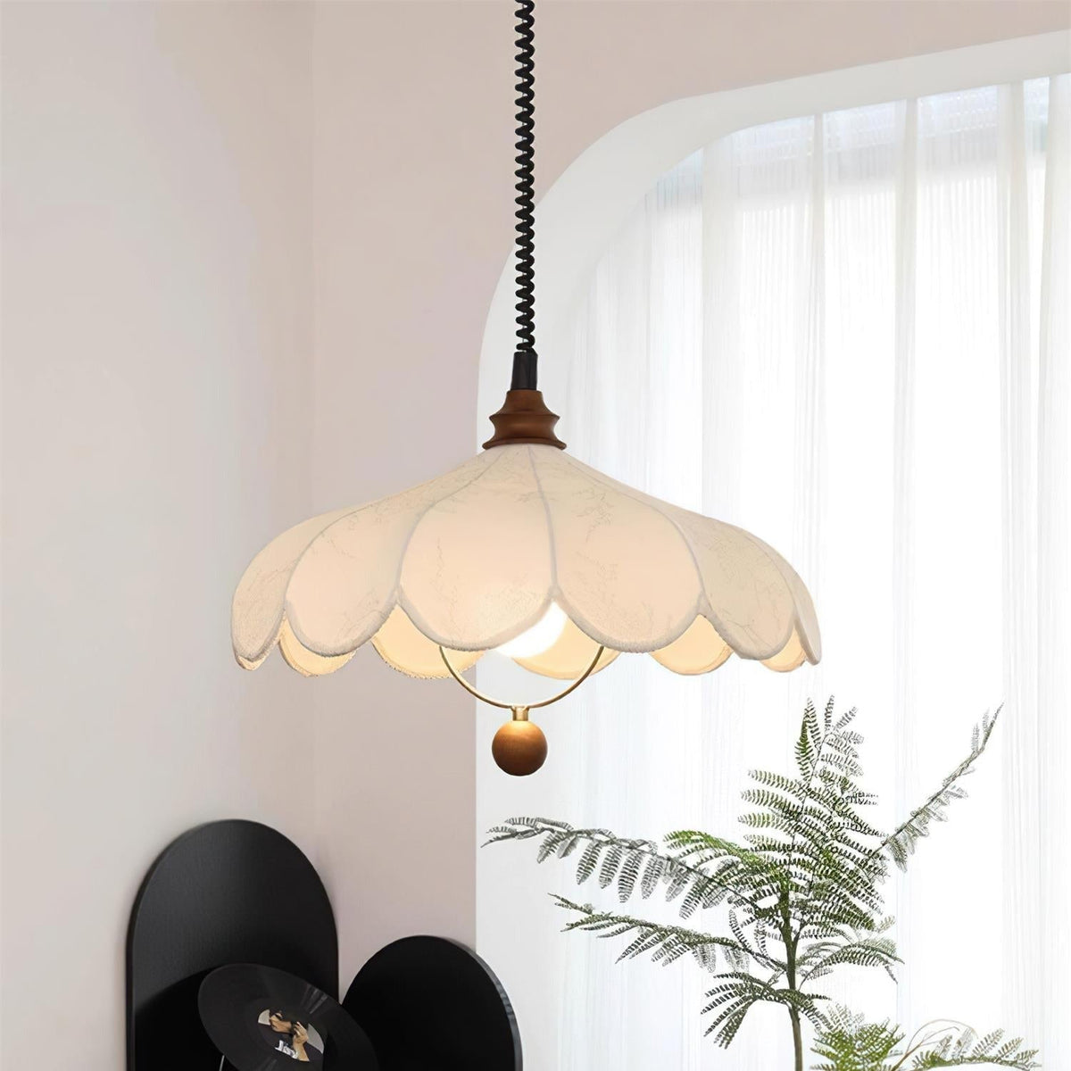 Ritta Lampada a Sospensione con Paralume Floreale Vintage