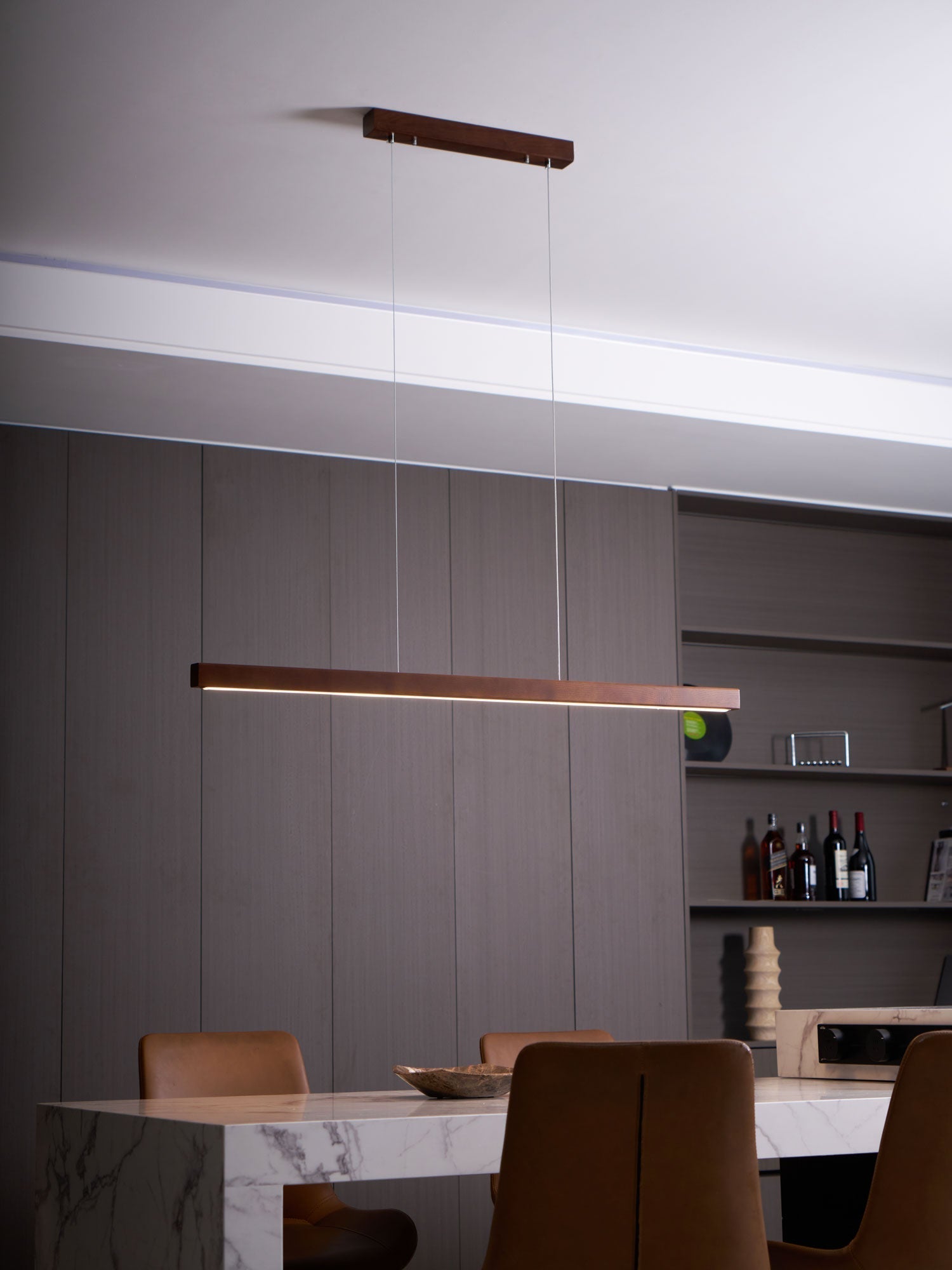 Linear Wooden Pendant Light - Blowlighting