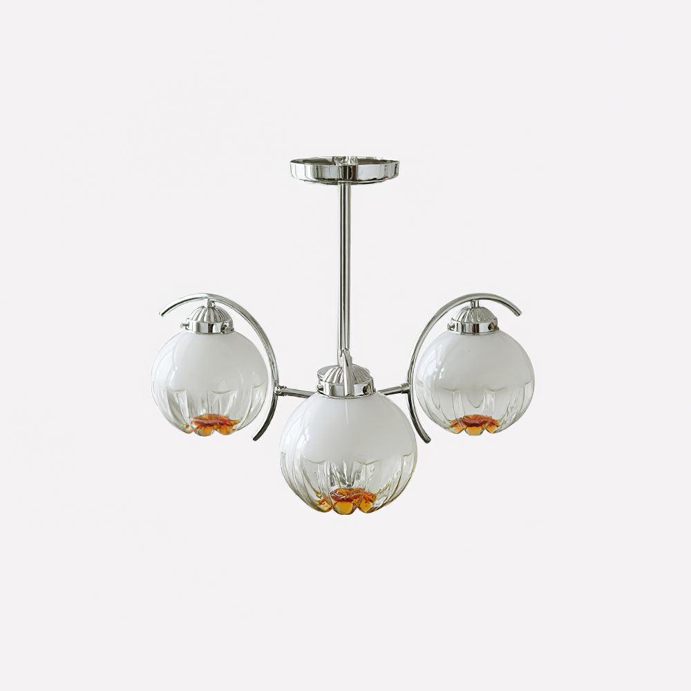 Chandelier Chrome Curved Arms with Frosted Globe Shades - Blowlighting