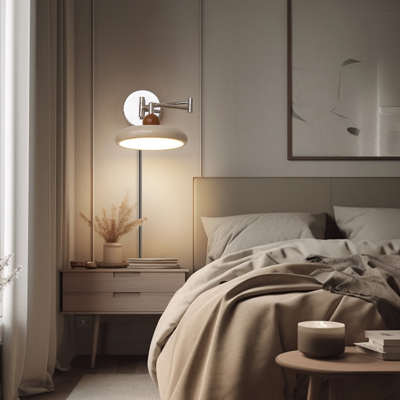 Aria Lampada da Parete con Spina Verde/Beige