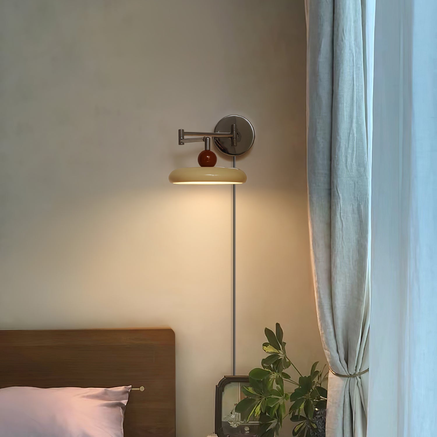 Aria Lampada da Parete con Spina Verde/Beige