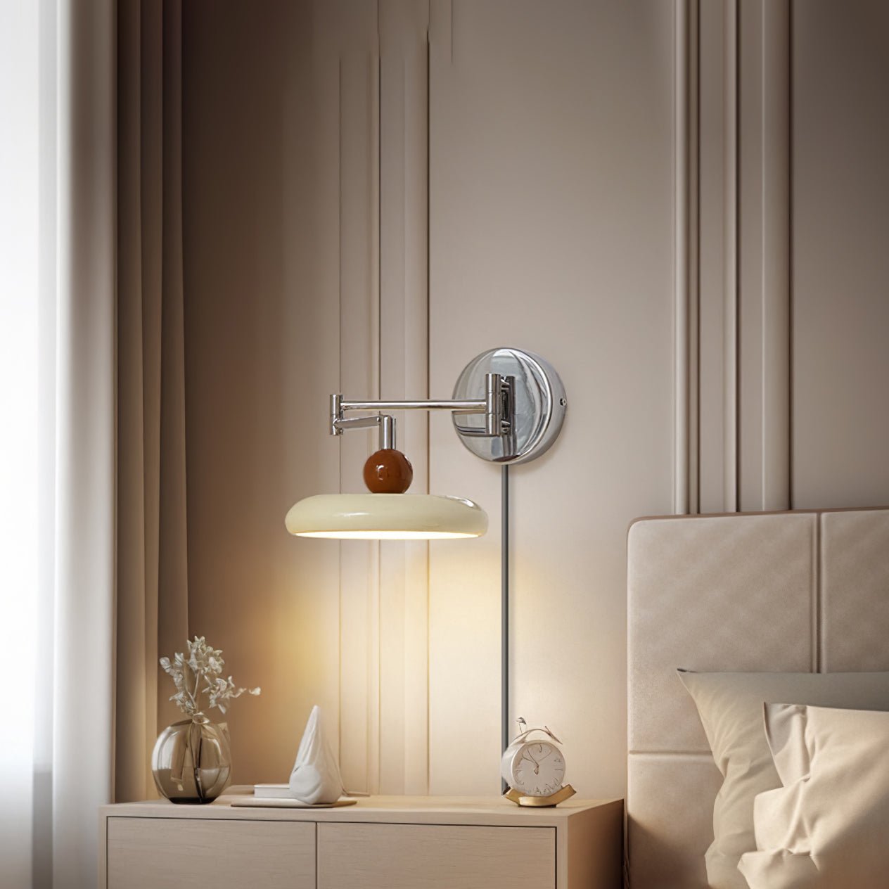 Aria Lampada da Parete con Spina Verde/Beige