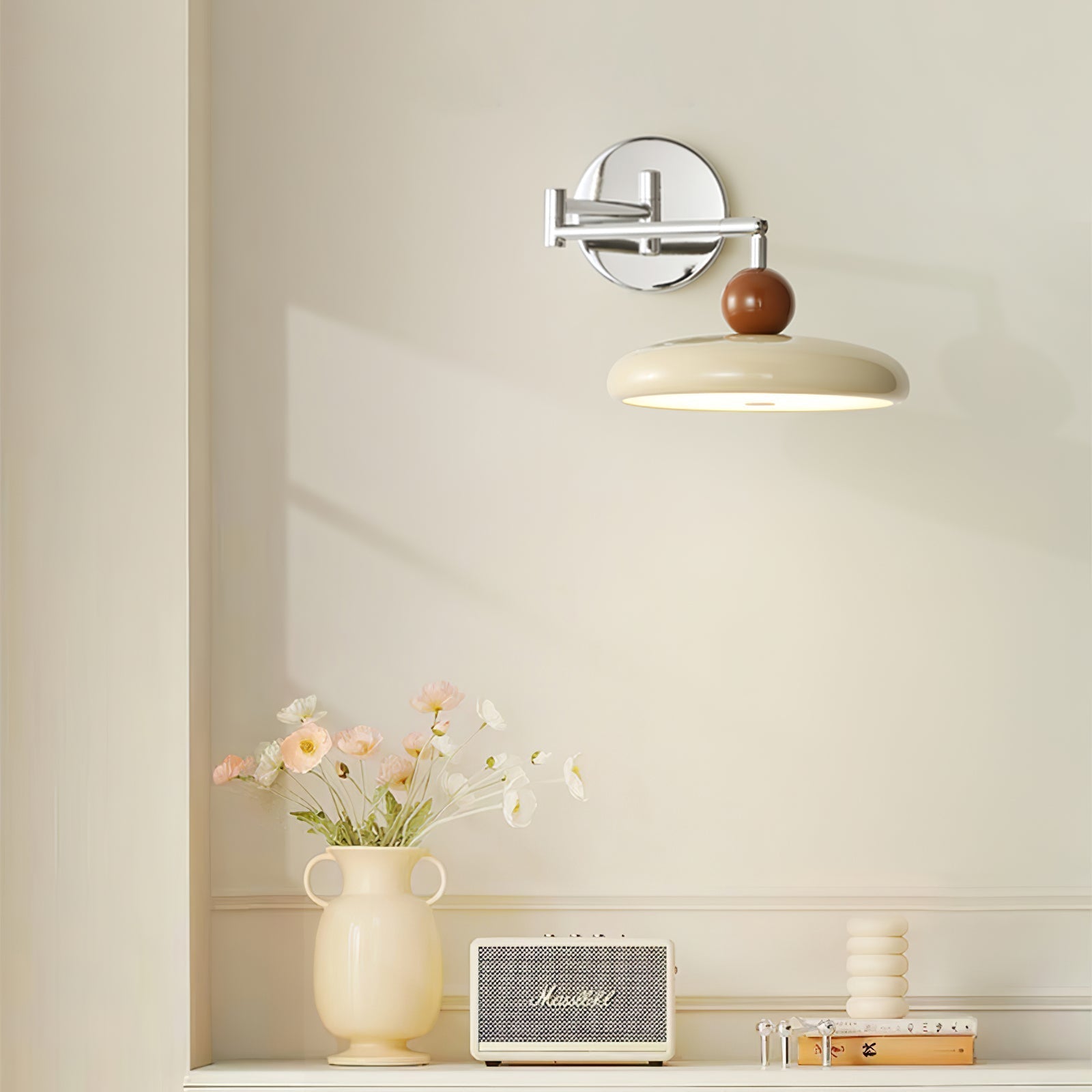 Aria Lampada da Parete con Spina Verde/Beige