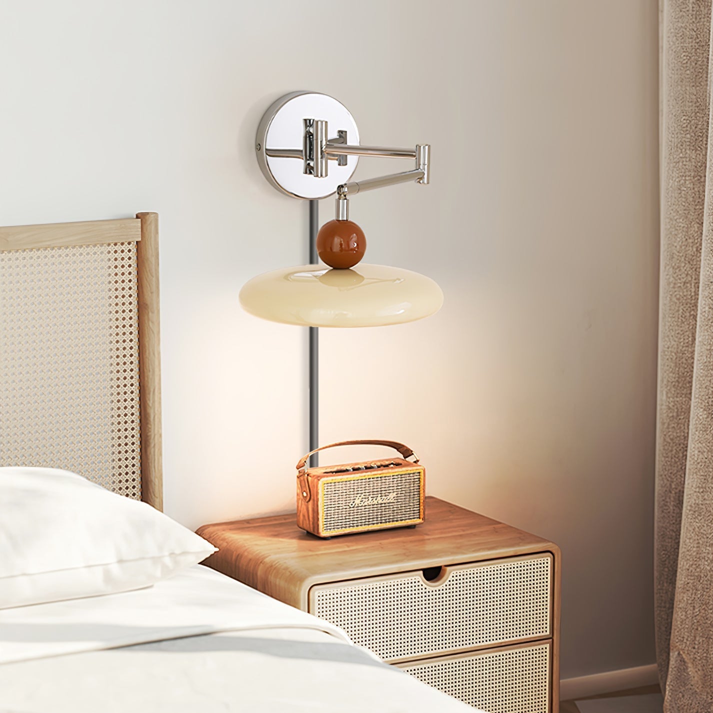 Aria Lampada da Parete con Spina Verde/Beige