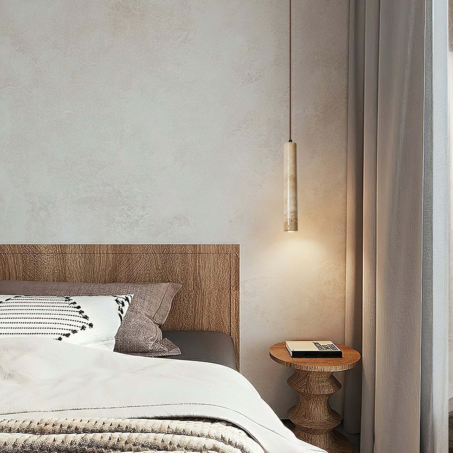 Olvynarae Cylindrical Travertine Pendant Light - Neutralighting