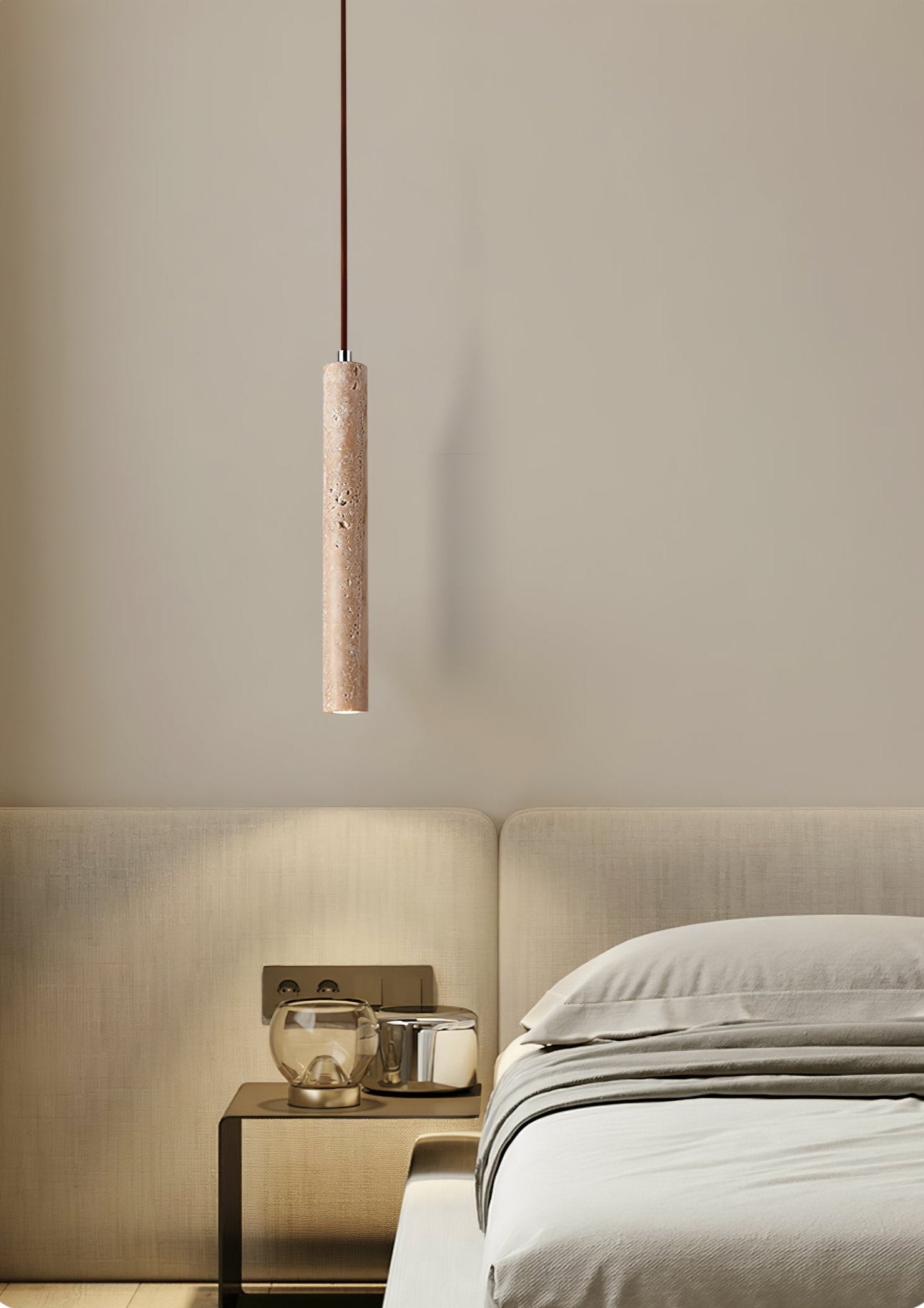 Olvynarae Cylindrical Travertine Pendant Light - Neutralighting