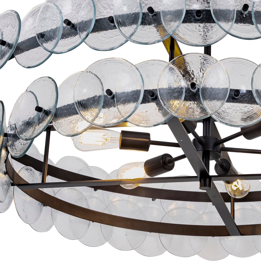 Aurora Chandelier Amber Pressed Glass Disc Round - Neutralighting