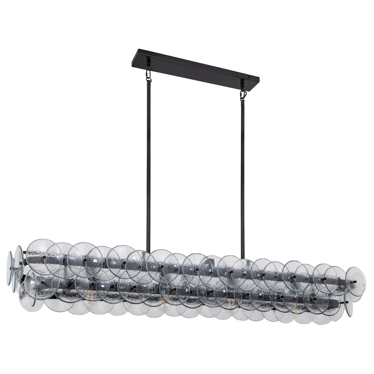 Aurora Chandelier Linear Amber Pressed Glass Disc Modern - Neutralighting
