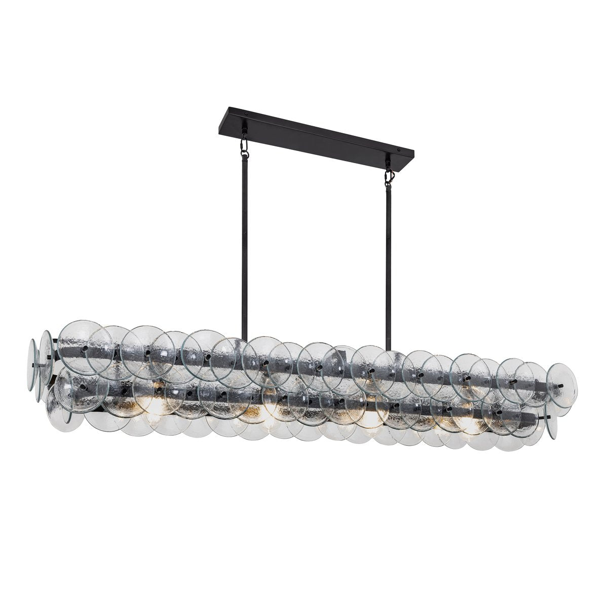 Aurora Chandelier Linear Amber Pressed Glass Disc Modern - Neutralighting