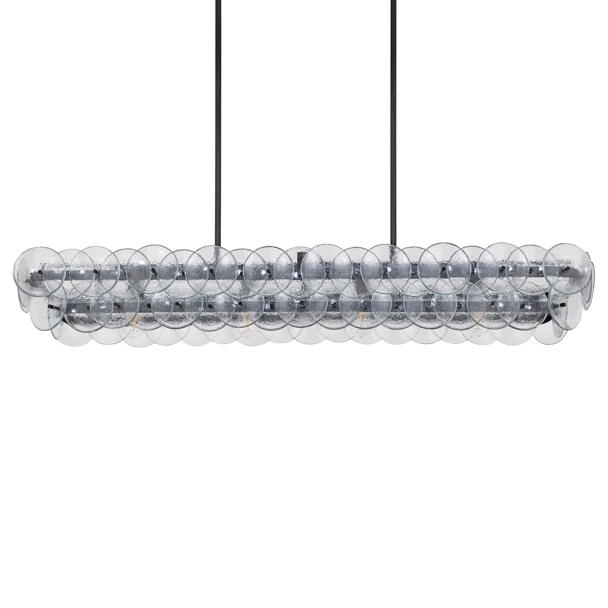 Aurora Chandelier Linear Amber Pressed Glass Disc Modern - Neutralighting