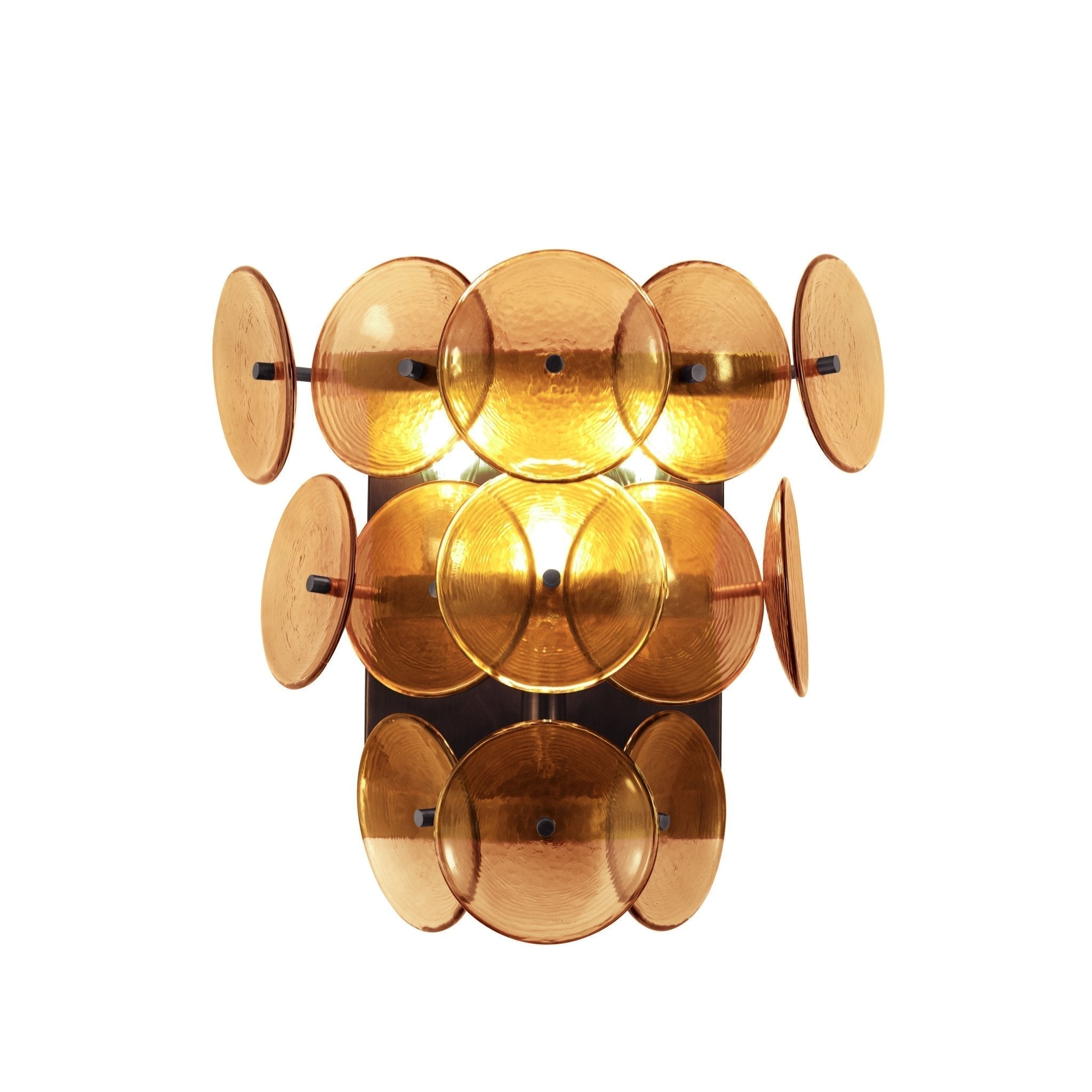Aurora Wall Sconce Pressed Glass Disc Vintage Amber - Neutralighting