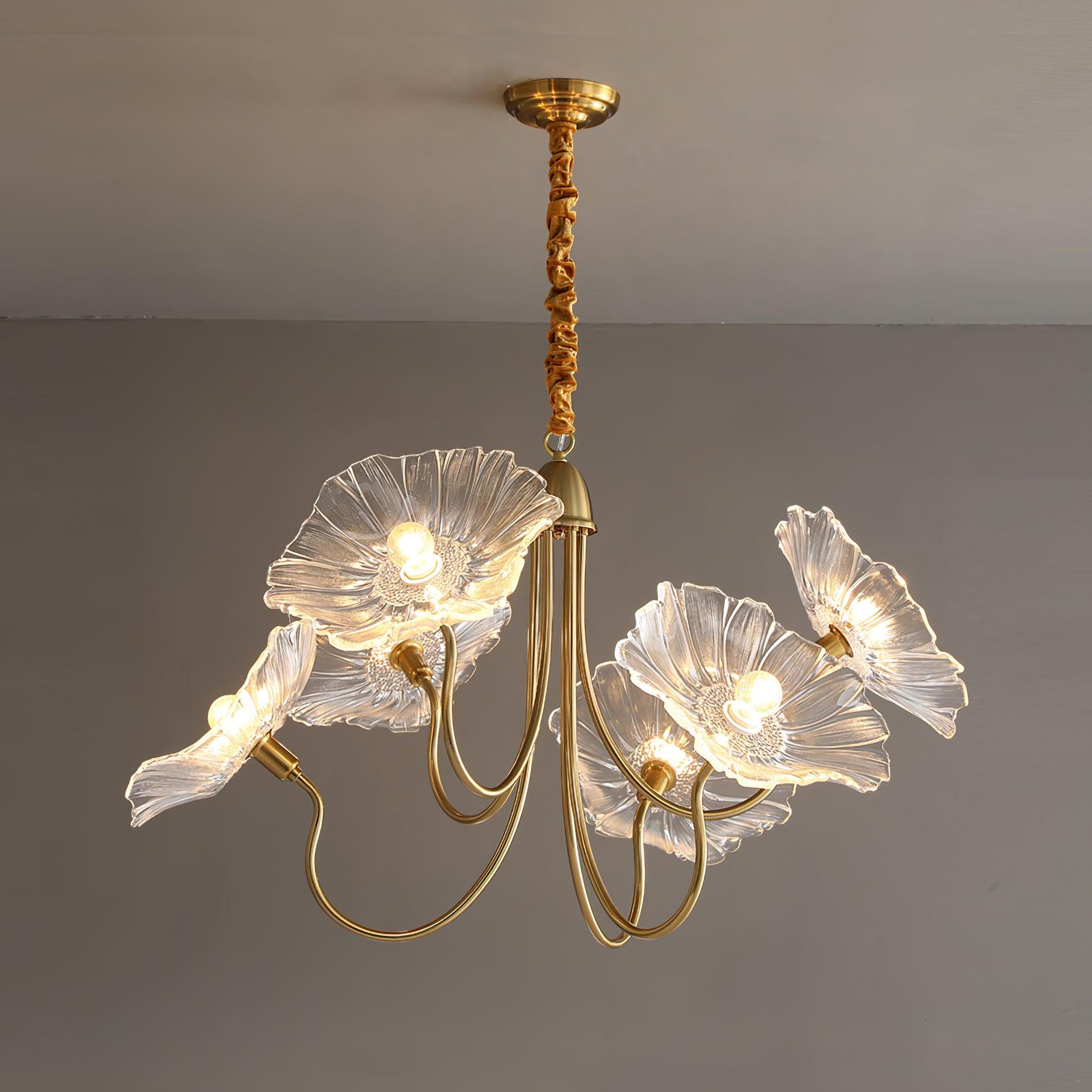 Valentina Lampadario in Metallo e Vetro Stile Art Deco a Forma di Fiore
