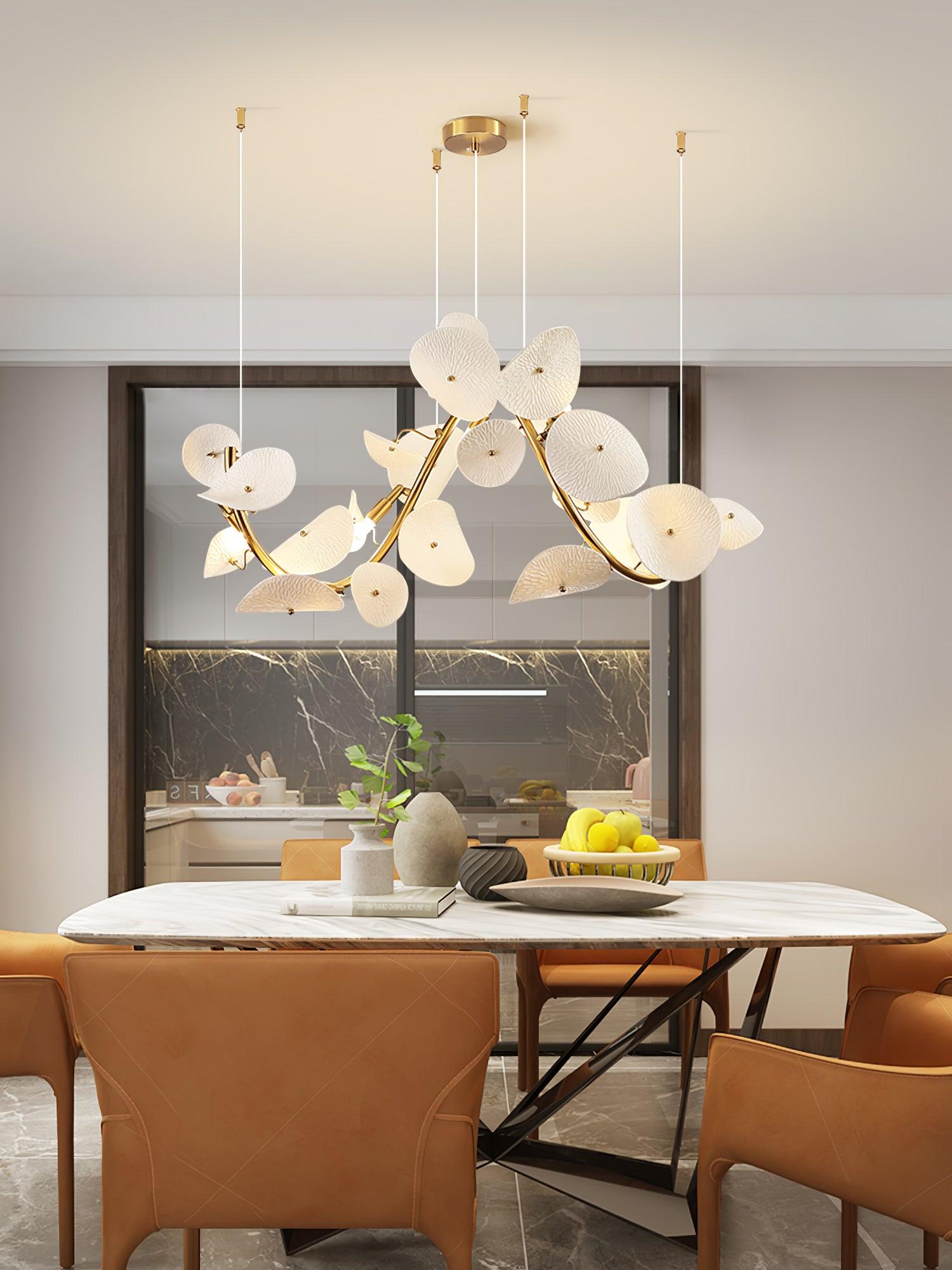 Virinira Modern Elegance Petal Metal Ceramic Chandelier - Blowlighting