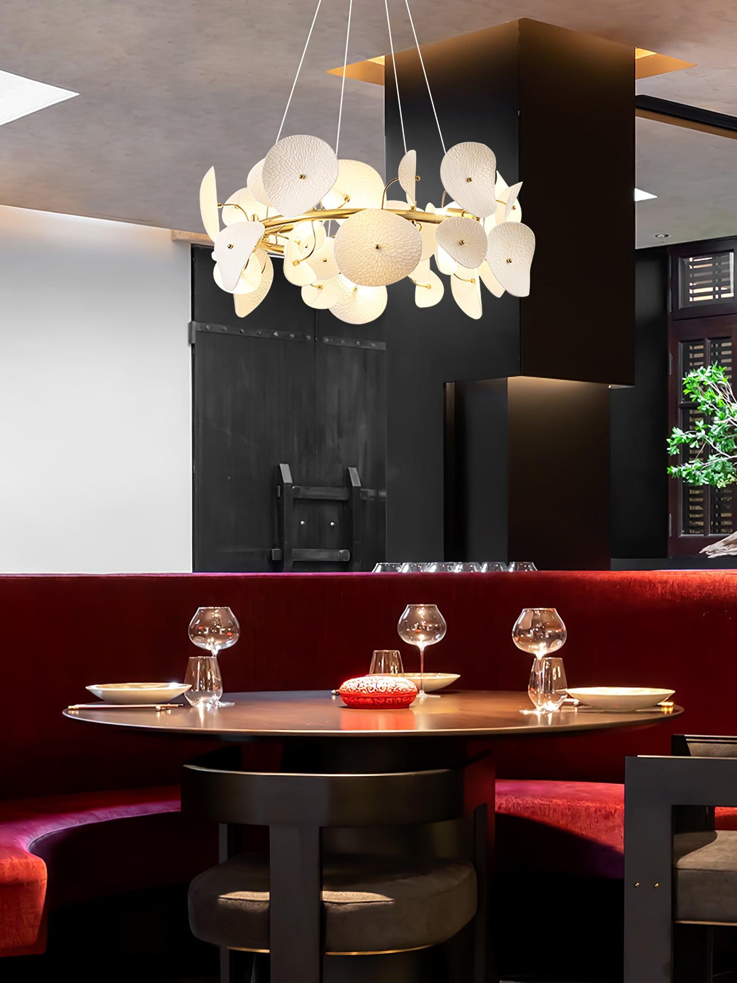 Virinira Modern Elegance Petal Metal Ceramic Chandelier - Blowlighting