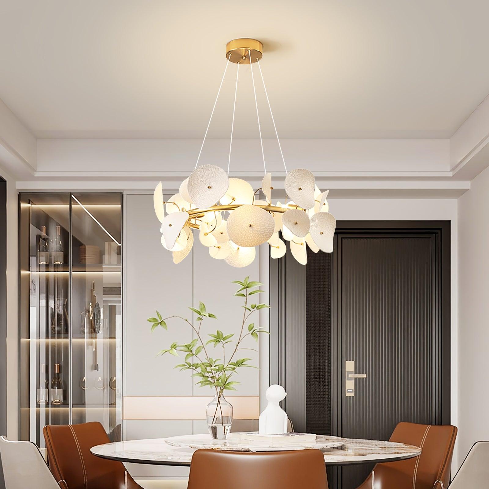 Virinira Modern Elegance Petal Metal Ceramic Chandelier - Blowlighting