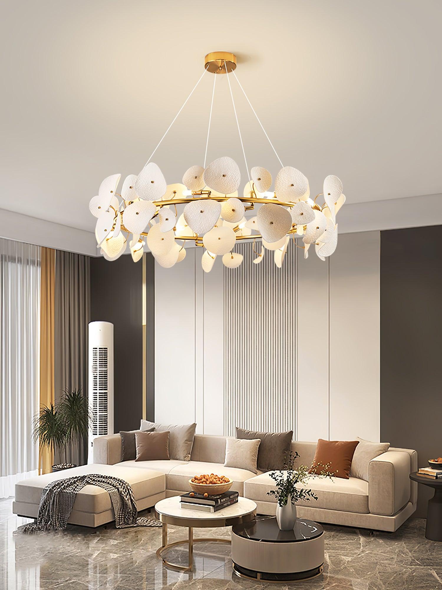 Virinira Modern Elegance Petal Metal Ceramic Chandelier - Blowlighting
