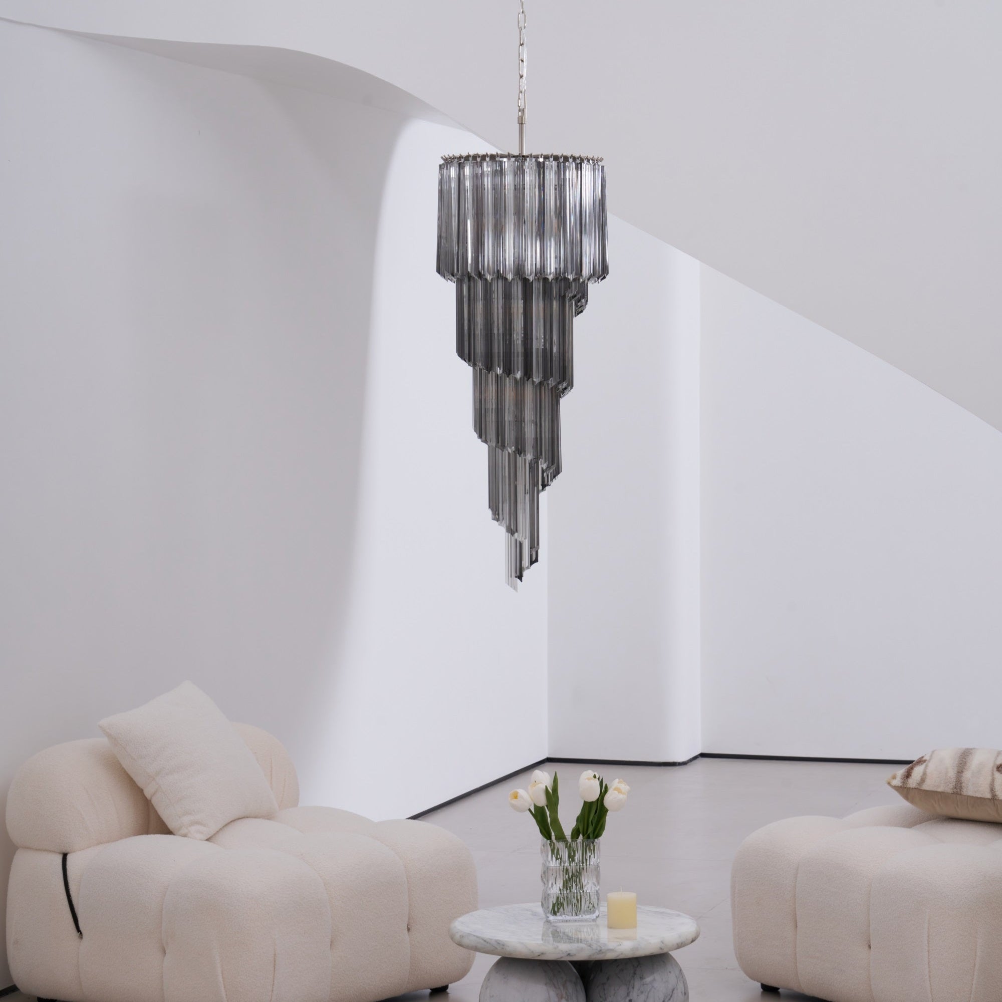 Aurora Chandelier Smoked Glass Spiral - Neutralighting