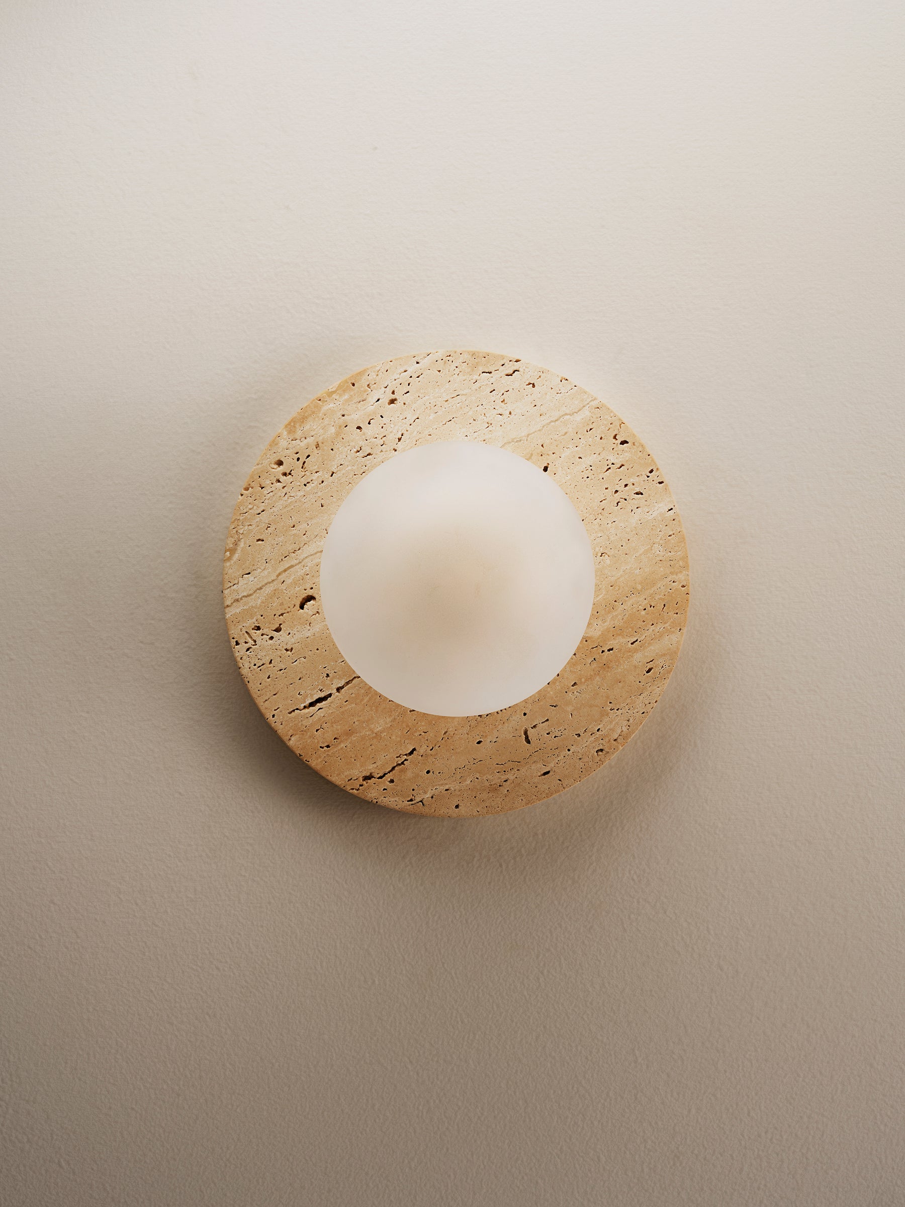 Arthaen Modern Minimalist Marble Travertine Flushmount Sconce Wall Lamp - Lamp Copper