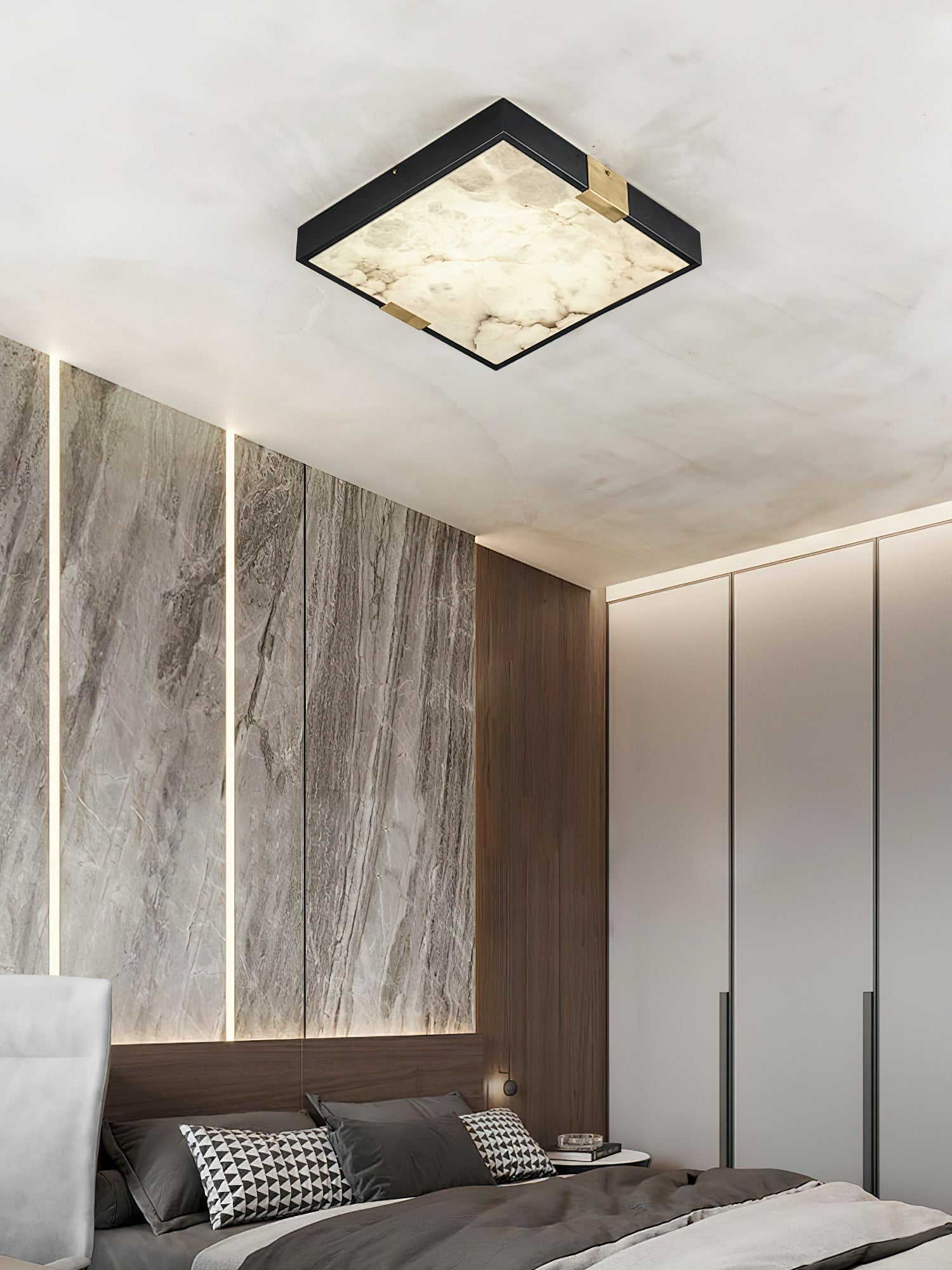 Uphaara Modern Minimalist Alabaster Ceiling Light - Lamp Copper